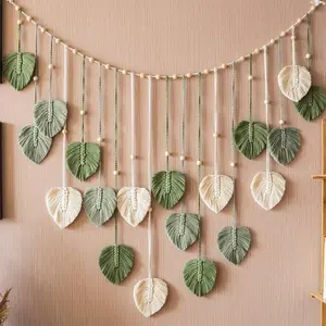 Boho Macrame Wall Hanging, DlY Handmade Fall Home Decor, For BedroomKitchen Rustic Leaf Art Craft Kit, Bedroom decor can feature handcrafted ornaments, bedroom home decor, Christmas holiday gifts