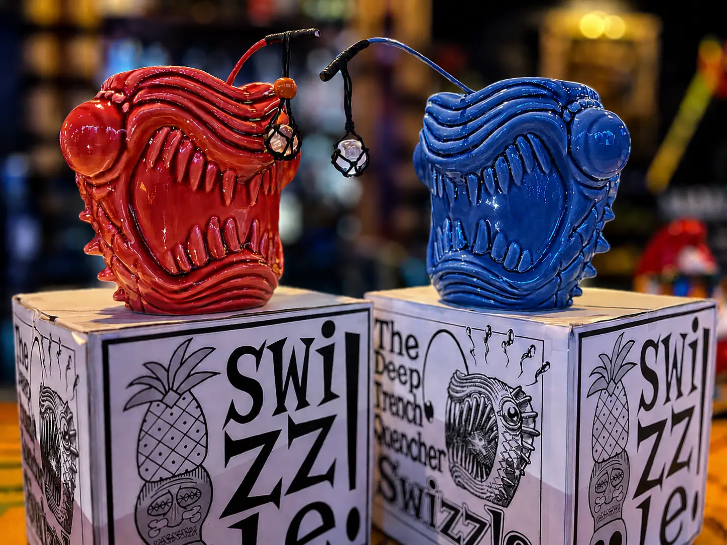 65th Birthday Deal - RED & BLUE - Swizzle Deep Trench Quencher Mug! $65 Bucks of a SET of TWO!