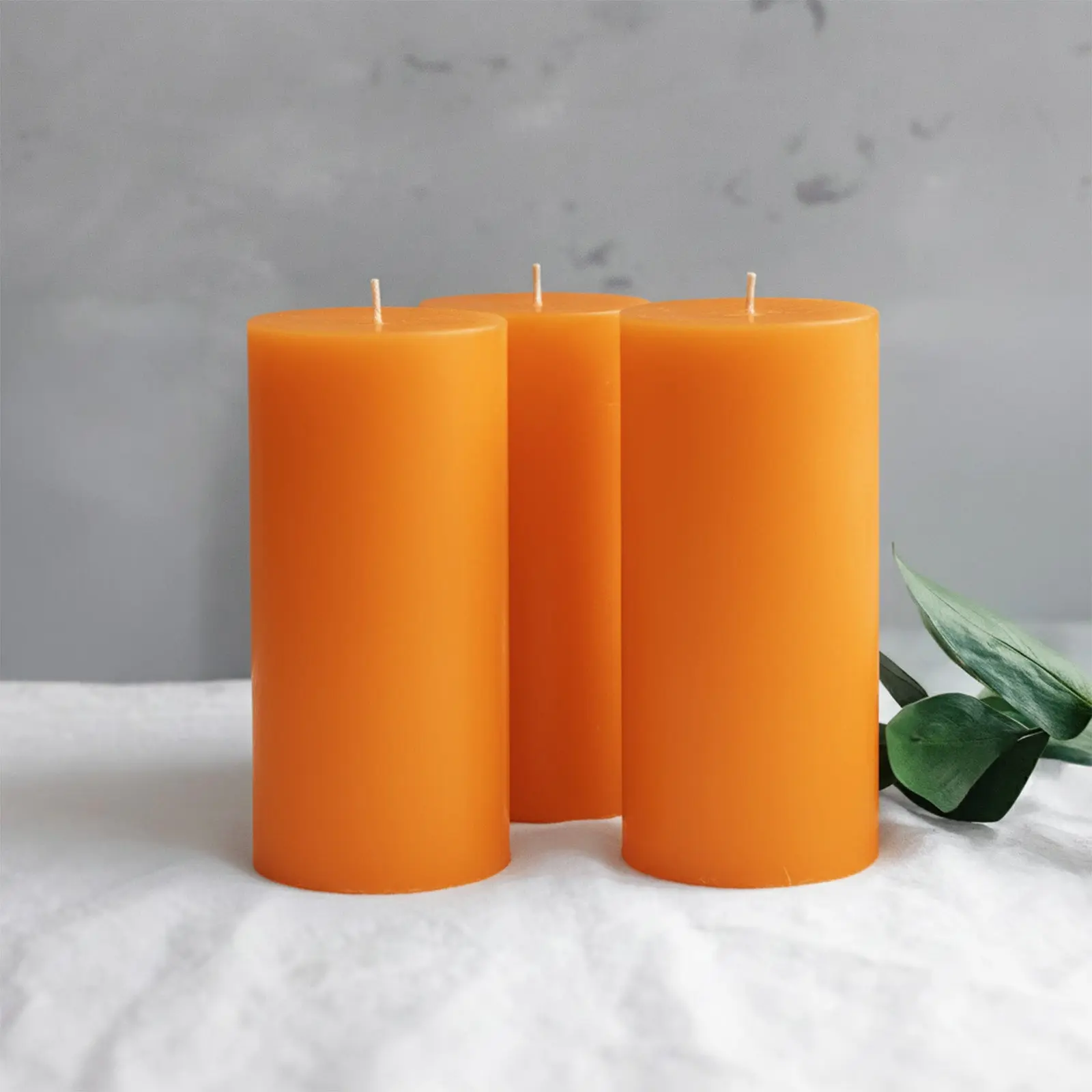 6-Pack Unscented Orange Paraffin Pillar Candles - 3"x6" Dripless, Smokeless Cotton Wick, 60-Hour Long-Lasting Clean Burn for Restaurants, Wedding Centerpieces, Churches (6 Pieces)