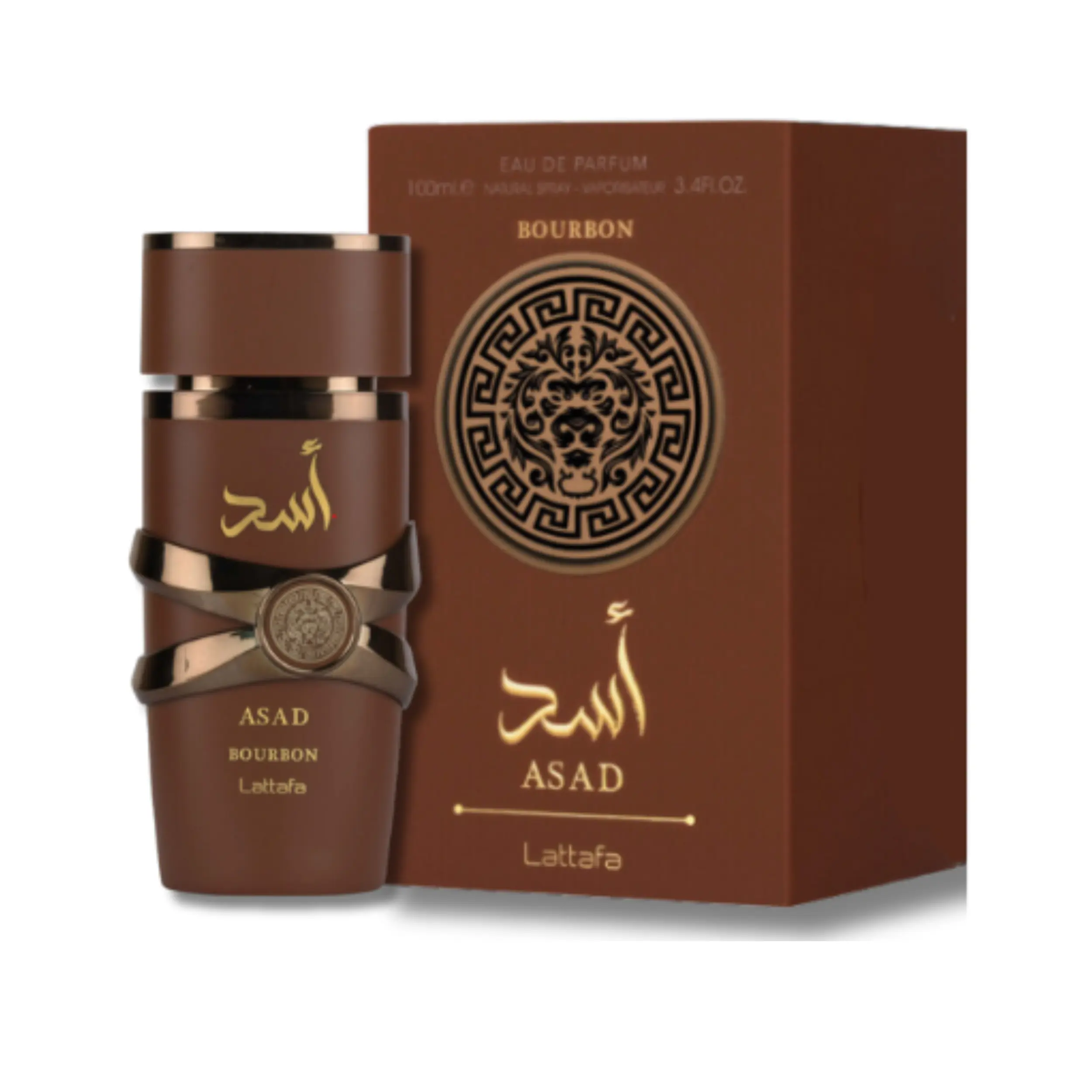 Lattafa Asad Bourbon Eau De Parfum for Men, Limited Edition Signature Scent with Cacao and Amber Notes, Oriental Heat Hit, Woody & Spicy Perfumes, 3.4 fl oz, Edp, Adults, Fragrance, Single Item
