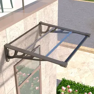 Flat Window & Door Awning Canopy 35" Projection 40–120" Width UPF 50+ Polycarbonate Overhang for Outdoor Entrance UV Rain Snow Protection Modern Design Durable Materials