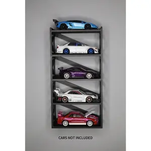 V2 Hotwheel 5 Car Display Stand w Hidden Wall Mounting Hole Industrial Design Hanging Shelf Storage Diorama Diecast Model Car 1/64 1:64 Organiser Hangable Racks