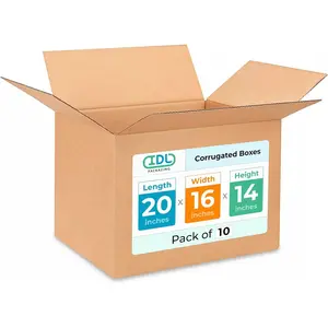 Large Shipping & Moving Boxes 20x16x14 inches (10-Pack) - Extra Strength 200 lb vs Regular - Corrugated Moving Boxes for USPS/UPS/FEDEX - Cardboard Moving Box - Box for Moving by IDL Packaging