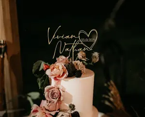 Personalized Wedding Cake Topper With Heart, Custom Couples Script Cake Topper For Weddings, Rustic Cake Topper, Anniversary Cake Toppers, Wedding Cake Topper, Cake Toppers Wedding