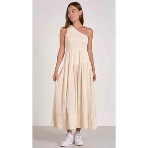 Elan One Shoulder Smocked Maxi Dress