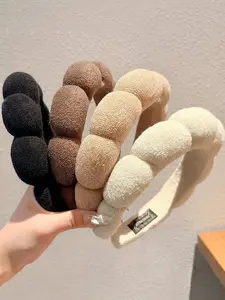 1pc hair band Women's fashionable coffee color hair band Cloud Fried Dough Twists high skull top hair band Wash face, bath, make up, fix hair band, bubble head band, hair band, makeup, makeup, hair band, daily home hair band Soft Headband