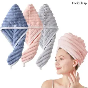 6-Piece /3pcs Microfiber Hair Towel Set, Family Value Pack with No-Slip Snap Closures, Frizz-Free Quick-Dry Towels for All Hair Types (Long & Short)