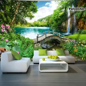 1pc Ultra Large Arch Bridge Waterfall Mountain Landscape Tapestry - Premium Polyester Peach Light Beige Fabric, Wrinkle-Resistant & Hand-Stitched Edges, Vibrant Nature Scene Wall Art for Living Room, Bedroom, Office, Hostel Decor with Free Hanging Clips,