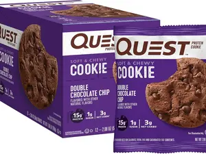 Quest Nutrition Double Chocolate Chip Protein Cookie, High Protein, Low Carb, 12 Count Snack Sugar Biscuit Cooky
