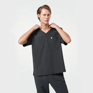 Zenir | Men's Single Pocket Scrub Top - Deep Gray