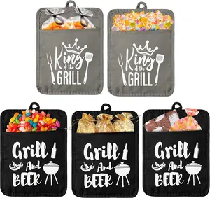 5Pcs Pot Holder Thanksgiving Spring New Year Gifts for Fathers Funny BBQ Pocket Potholder Machine Washable Microwave Oven Mitts with Hanging Loop Heat Resistant Cotton Pot Holders 7 x 9 in