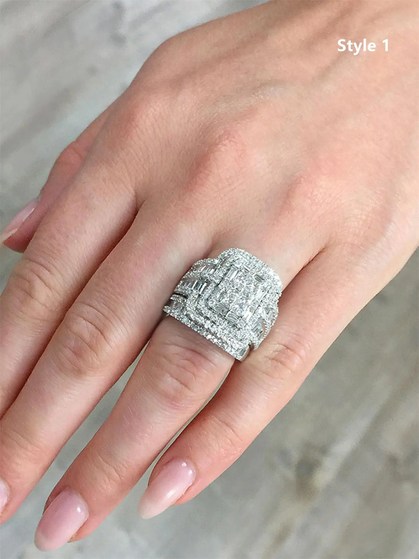 Elegant Rhinestone Decorated Engagement Ring, Fashion Accessories for Women for Party, Daily Clothing Decor, Trendy All-match & Exquisite Jewelry for