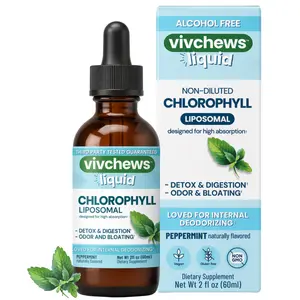 Vivchews Liposomal Chlorophyll Liquid - Non-Diluted, Vegan, Supports Digestion, Reduces Odor & Bloating, Non-GMO, Alcohol-Free, Gluten-Free, Peppermint Flavor, 30 Servings, Third-Party Tested, Dietary Supplement