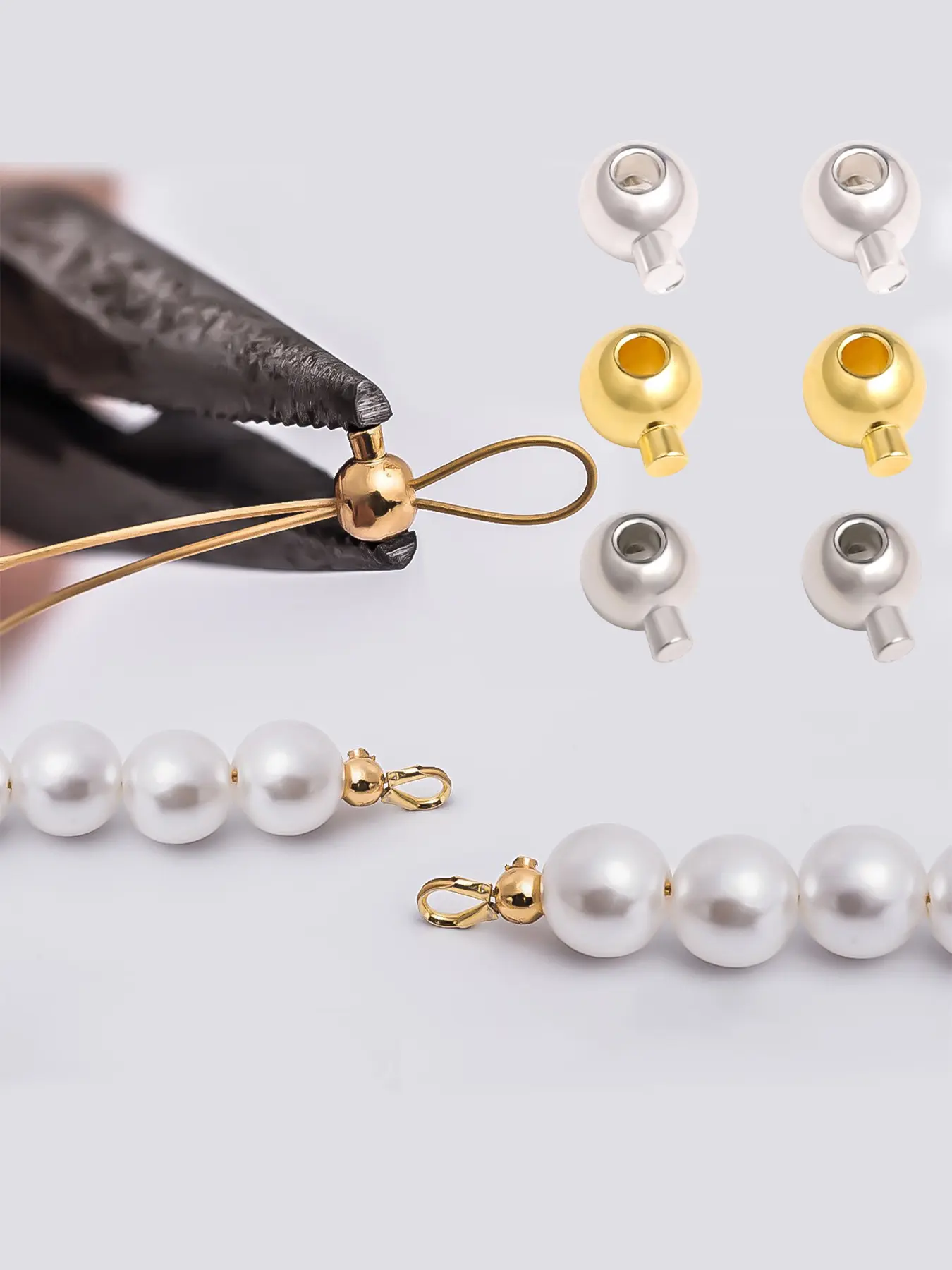 Positioning Bead 3mm Crimp Beads & Positioning Bead Set - 10pcs Gold/Silver/Rhodium ...