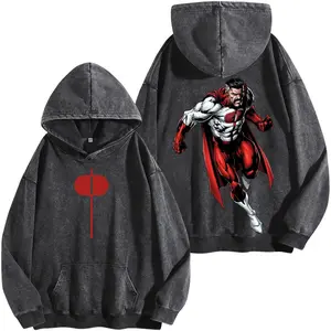Omni Man Invincible Washed Hoodie Retro Vintage Menswear Gift movie fans Top Apparel Classic Oversized Seamless Simple Straight Man Clothes Cotton designer