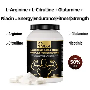 VBOT 7-in-1 Nitric Oxide Booster -L-Arginine +L-Citrulline+Glutamine +Niacin = Source of Strength / Zinc + Selenium + Vitamin E = Golden Ratio, 60 Capsules - Boosts Blood Flow, Increases Energy and Endurance | Natural Healthcare Fitness Dietary Supplement