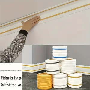 Self adhesive ceiling decorative strip wallpaper, waterproof and anti-collision border skirting line, suitable for inner and outer corner stickers, easy to tear and install, home decoration wall edge line wall sticker 90.55inx5.51in
