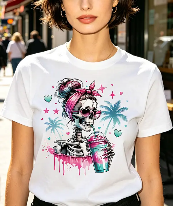mint green tshirt women skeletonwearing bandana - TikTok Shop