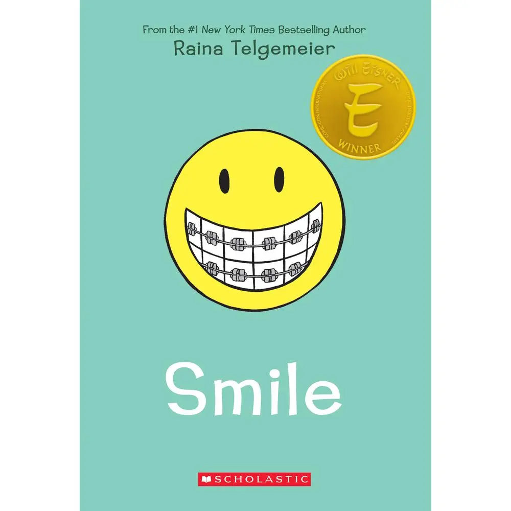 Used Paperback Book - Smile: #1 New York Times Bestselling Eisner Award-Winning English Edition Graphic Novel by Raina Telgemeier, Like New School Educational Supplies