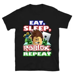 Eat, Sleep, Roblox Repeat Roblox Shirt Showcasing Nostalgic and Iconic Gaming Artwork