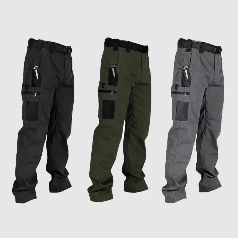HOMUG Men's Solid Color Waterproof Tactical Work Pants - 3-Piece Set, Belt-Free, Multi-Pocket, Durable Outdoor Hiking & Casual Pants (Regular Fit)，hiking pants、trekking pants、hiking trousers、trail pants、outdoor hiking pants、technical hiking pants