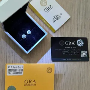 REAL 925 Sterling Silver Earrings - Lab Diamond GRA Certified Stone - PASSES TESTER - Moissanite - BRAND NEW