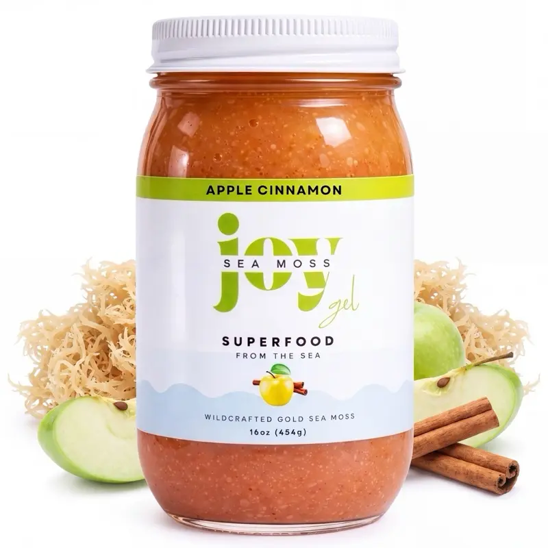 Joy Sea Moss Gel 16 oz Apple Cinnamon Made in USA Rich in Vitamins Minerals Real Fruit Nutritional Supplement