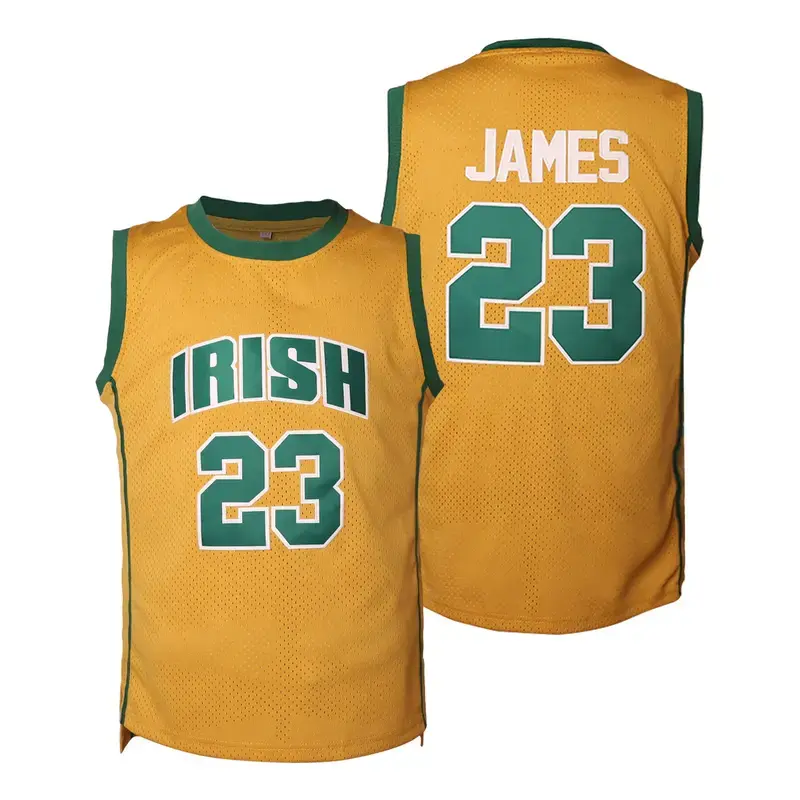 HOT TREND 2026 Gold Green Irish Style Basketball Jersey Sleeveless Mesh Sportswear Shirt for Men and Women Gym Fitness & Outdoor Sports with #23 Print