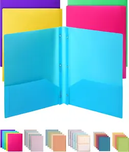 Folders with Pockets and Prong with Fasteners, 2 Pocket Folder, 3 Prong Folders, 5 Pack, Plastic