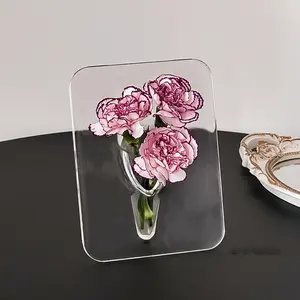 1 frame vase, clear acrylic flower box, modern art home decor, desktop bookshelf, table for the room, wedding and housewarming gifts, and photography props