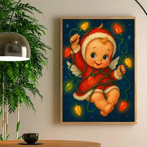 Classic Kewpie Christmas  Poster Unframed , Kitschy Cute Holiday Wall Art, Home Decor