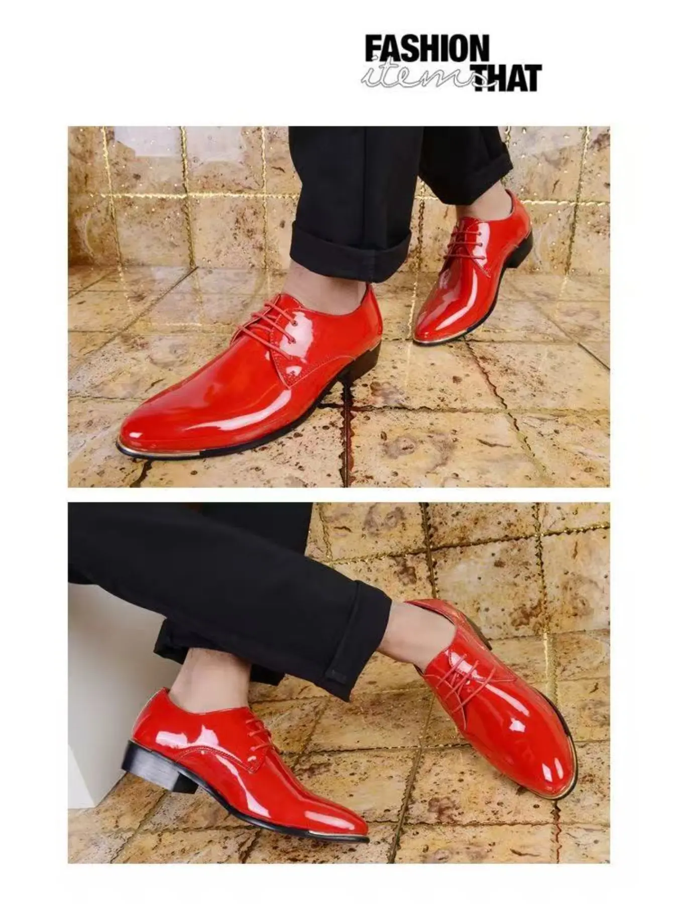 Men's Shiny Business Leather Shoes, Large Size Lace-Up Formal Shoes, Business Style Shoes, Casual Fashion Workwear, Party Wear, Office Shoes, Office Footwear, All Seasons