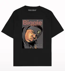 Old School Cool Biggie Graphic Oversize Wearable Art Piece Tee