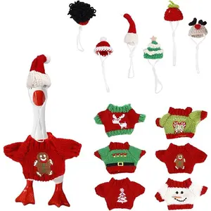 Decorative Goose Outfits and Hats Set, 12 Pieces, 7 Inch, Mini Porch Accessories with Adjustable Strap for Key Holder, Home Decor