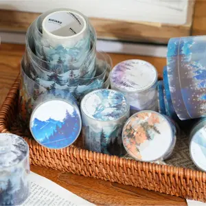 Landscape Pattern Tape, 6 Rolls Natural Landscape Pattern Tape, DIY Decorative Tape for Scrapbooking Journaling Gift Wrapping