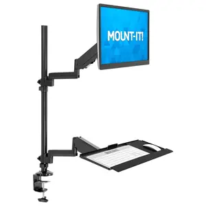 Single Monitor Sit-Stand Desk Mount with Keyboard Tray