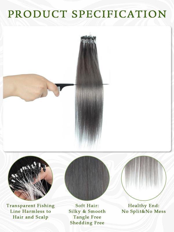 50 Strands Micro Loop Hair Extensions Real Human Hair Hot Pink Microbead Hair Extensions Human Hair Straight Rainbow Hair Extensions For Party Microlink Hair Extensions