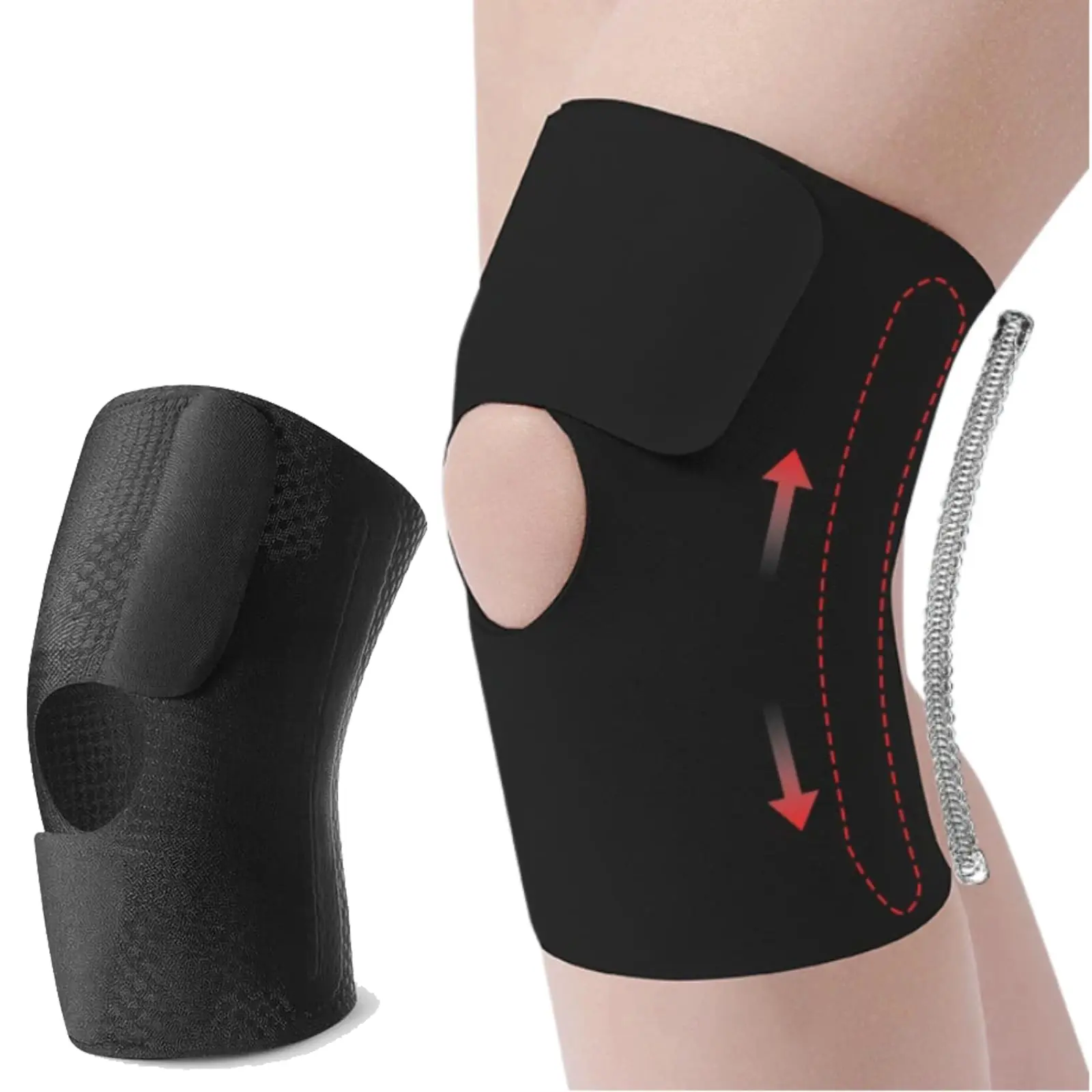 Adjustable Knee Brace with Side Stabilizers1 Pair Breathable Knee Brace Compression Sleeves for Men Women, Adjustable Knee Support for Meniscus Tear ACL Arthritis Pain Relief Hiking Running