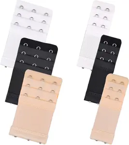 Women's Bra Extenders (6 Pieces) - 2-Hook/3-Hook Comfortable Stretchy Strap Accessories, Available in Black, White, Nude