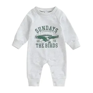 Baby Boys Girls Sundays are for The Birds Eagles Jumpsuit Crew Neck Long Sleeve Romper Fall Newborn Football Outfits