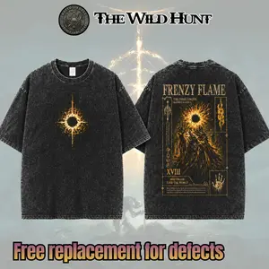 Retro Vintage Frenzy Flame  Elden Ring, From Software Collection Game Oversized, Limited Acid Washed Shirt, Streetwear Gift for Gamers