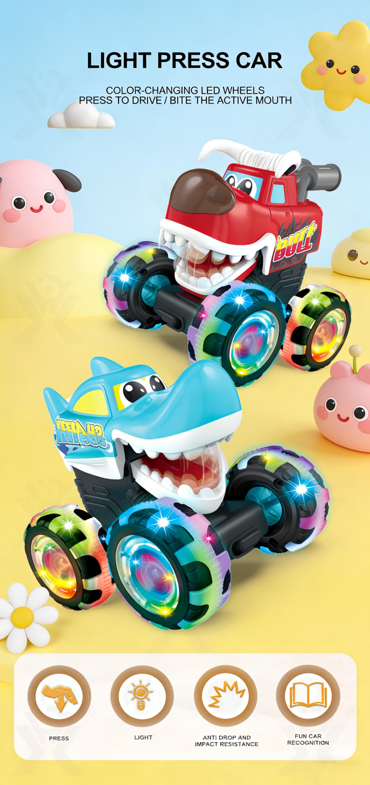 Hot Selling Press Light Up Toy Car, Big Wheel Inertia Slide Vehicle with LED Lights, Fun Kids Push & Go Car, Perfect Birthday Gift for Boys & Girls