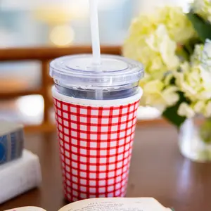 Red Gingham | Reusable Coffee Sleeve