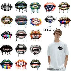 Animal Print Lip Hot Stamping T-Shirt Chest Logo Foil Transfer Sticker DIY Decoration DTF Transfer 36 Pieces for Accessories