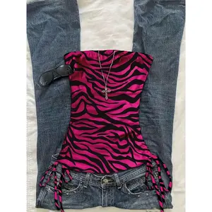 cropped top  Women's summer vacation pleated lace up leopard print vest, sleeveless zebra print top, pink zebra print top,