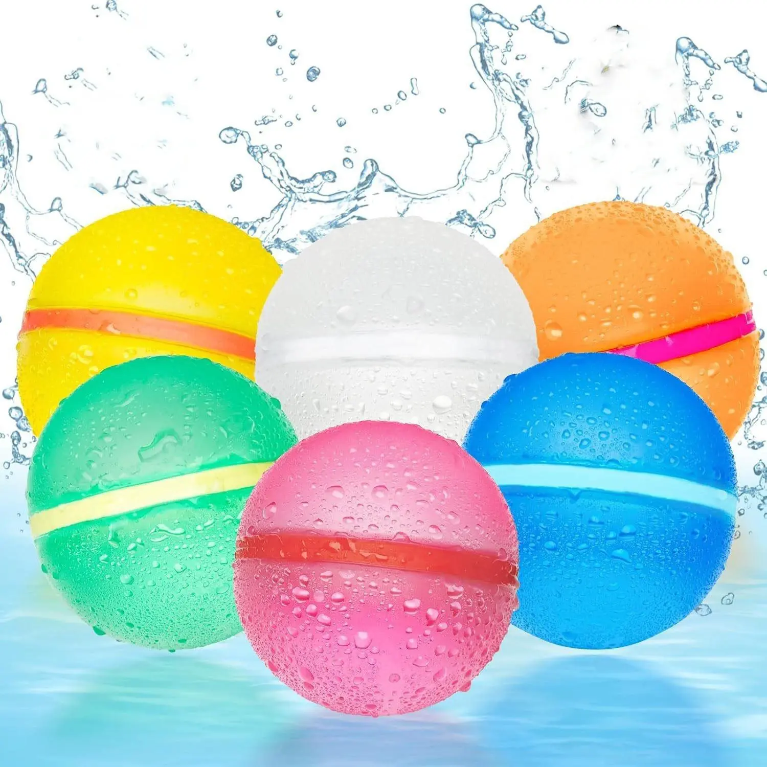 6/12pcs Multicolor Silicone Magnetic Seal Water Balloons Reusable, Ball Shape Self-Sealing Soft Pool Toys, Ideal for Outdoor Summer Pool Parties (Home & Festive Party Supplies)