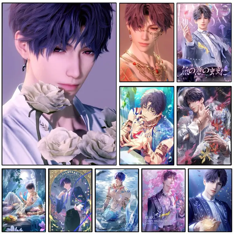 R-Rafayel Love And D-Deepspace Poster Sticky Wall Art Printing Waterproof Modern Aesthetic Home Living Bedroom Decor Trendy Room Decoration Gift Durable High Quality