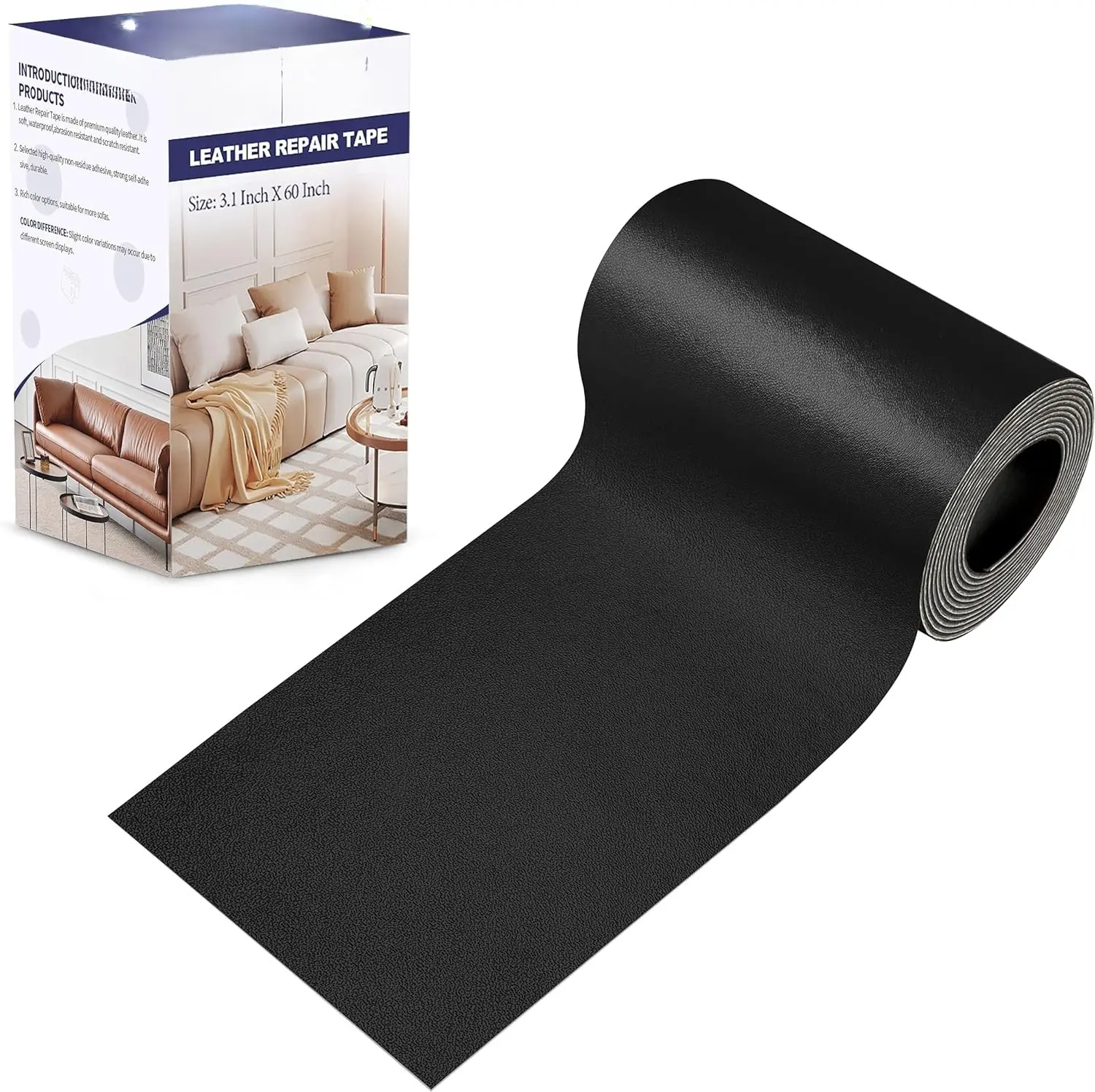 [USA Stock] -  Leather Repair Patch Tape Kit, Self Adhesive Leather Repair for Furniture, Couch, Sofa, Car Seats,Office Chair,Vinyl Repair Kit.3.1inx60in