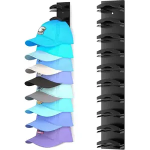 Baseball Cap Holder, Hat Rack for Wall, Hat Hanger Holder Display for Door Closet, Cap Organizer Storage, Hat Hooks Storage with 2 Mounting Option