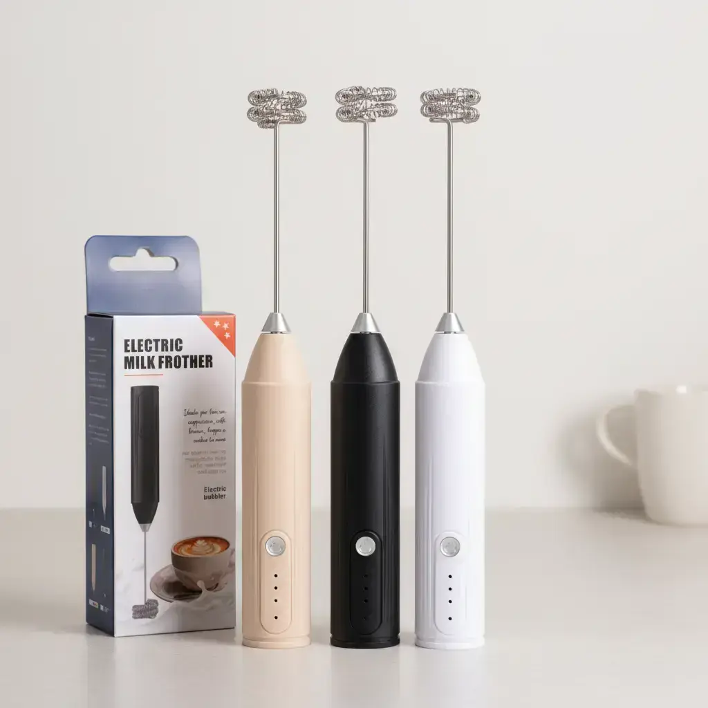 Electric Milk Frother, Handheld Electric Foam Maker, Drink Mixer with Stainless Steel Whisk for Coffee, Matcha, Lattes, Cappuccino, Rechargeable Milk Frother